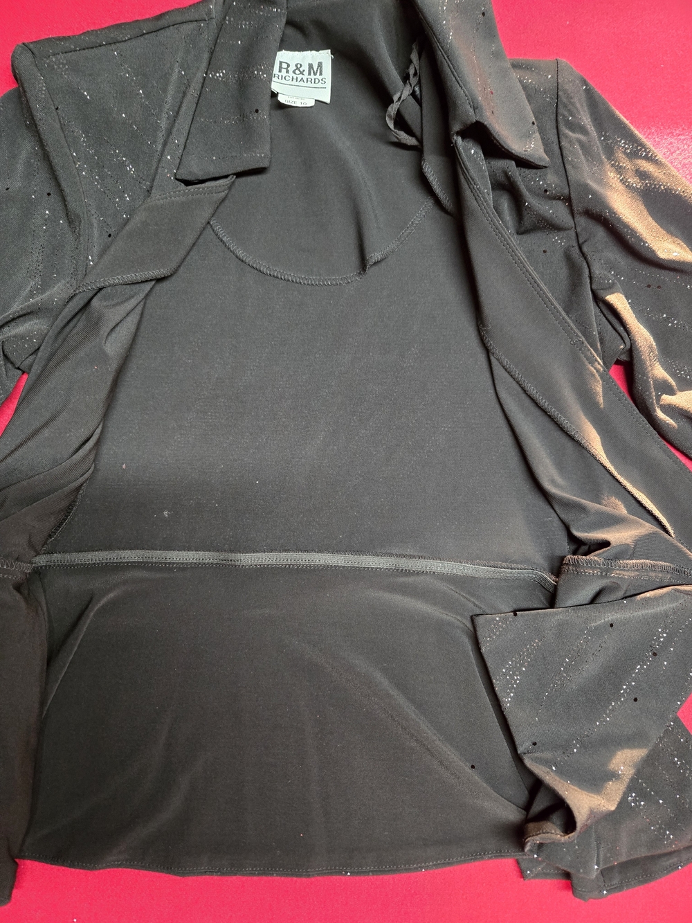 R&M Richards Women's Black Draped Open-Front Blazer - Picture 14 of 16